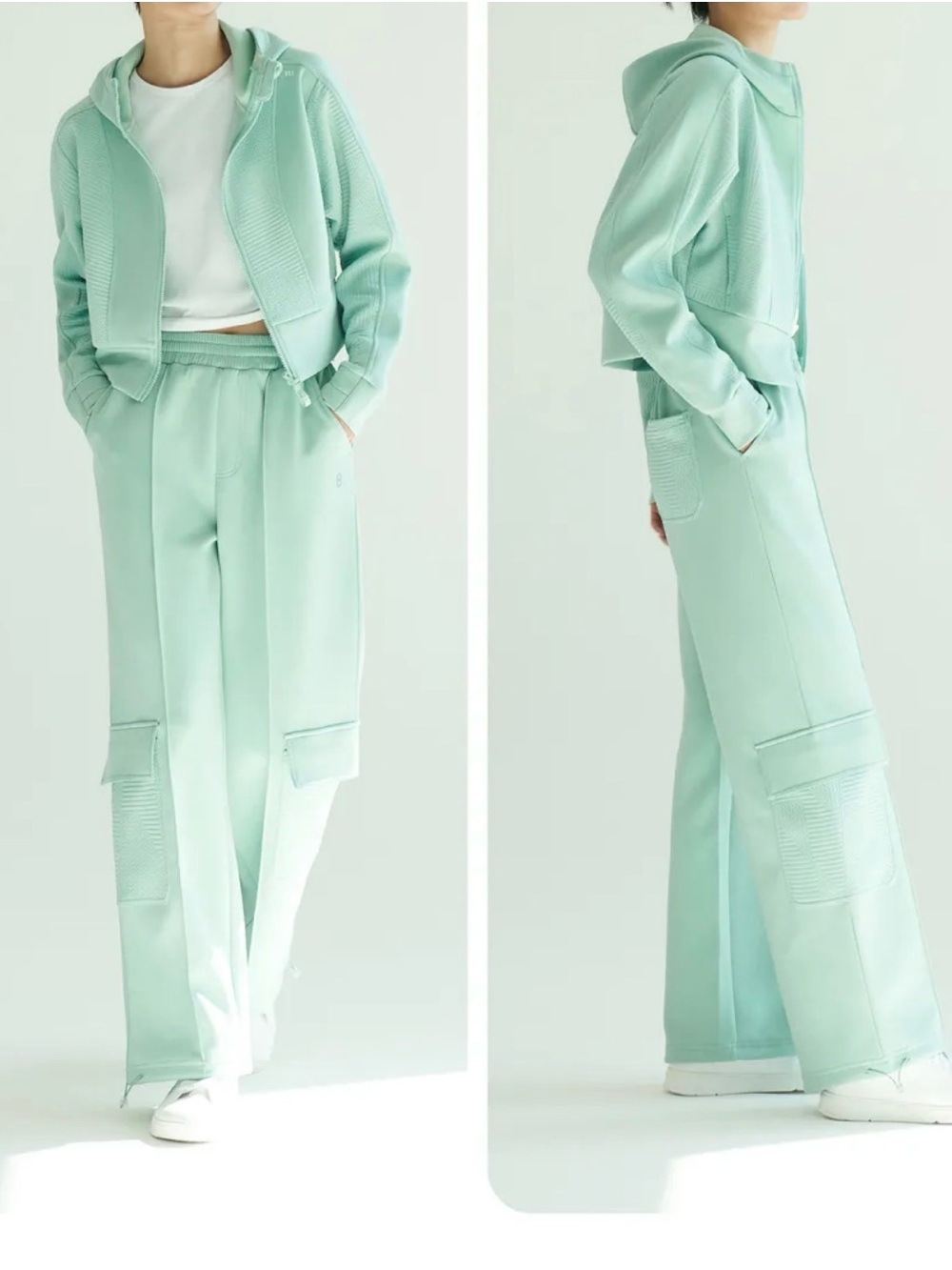 Wide-Leg Cargo Pants in Mint - Women